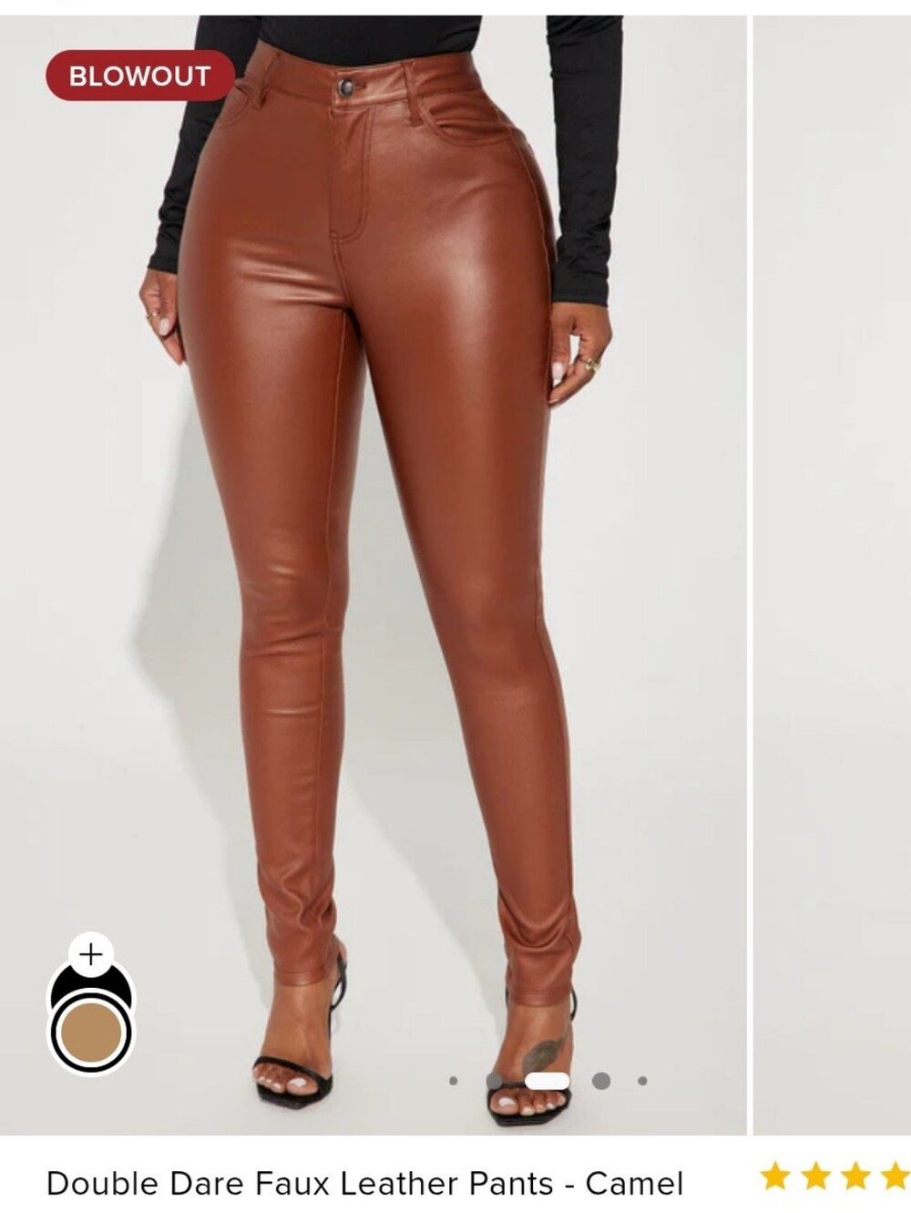 Fashion Nova High-Rise Faux Leather Skinny Pants - Camel Brown